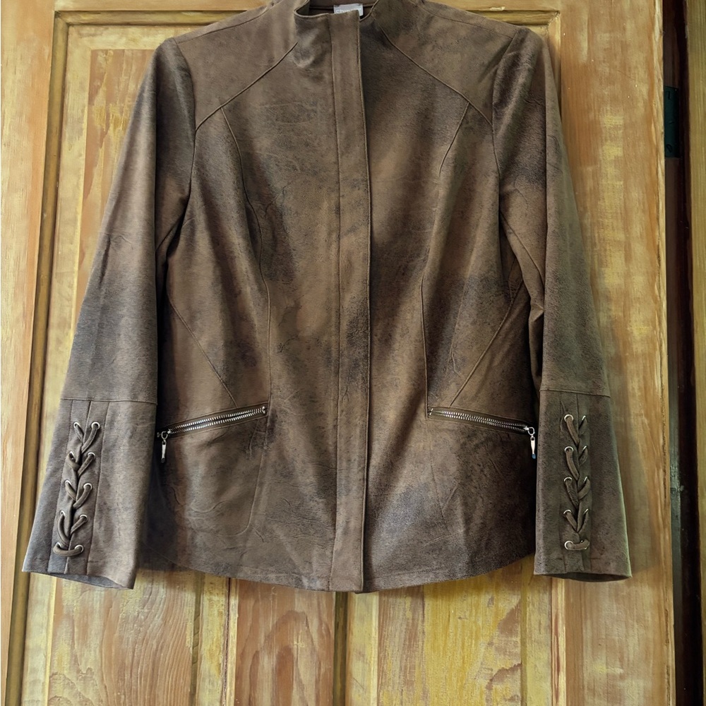 Chico's Brown Faux Leather Jacket